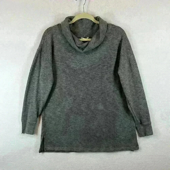 Caslon Pullover Tunic Sweater Sz Large Gray Cowl Neck Long Sleeve Side Slits - Picture 1 of 10